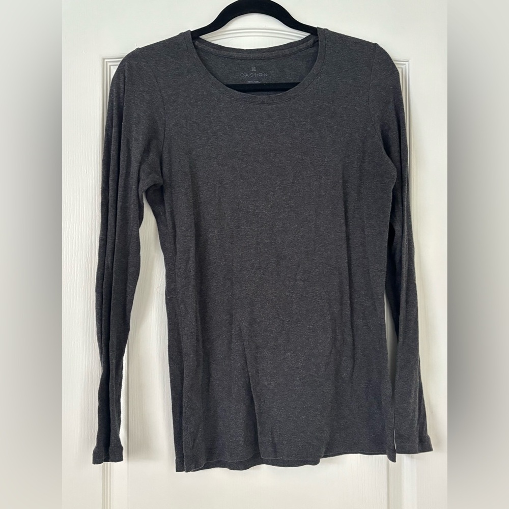 Nordstrom Caslon Charcoal Heathered long Sleeve Top